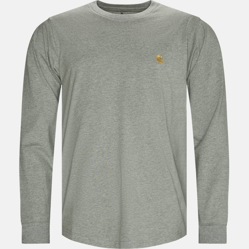Carhartt WIP T-shirts L/S CHASE I026392 GREY HTR/GOLD